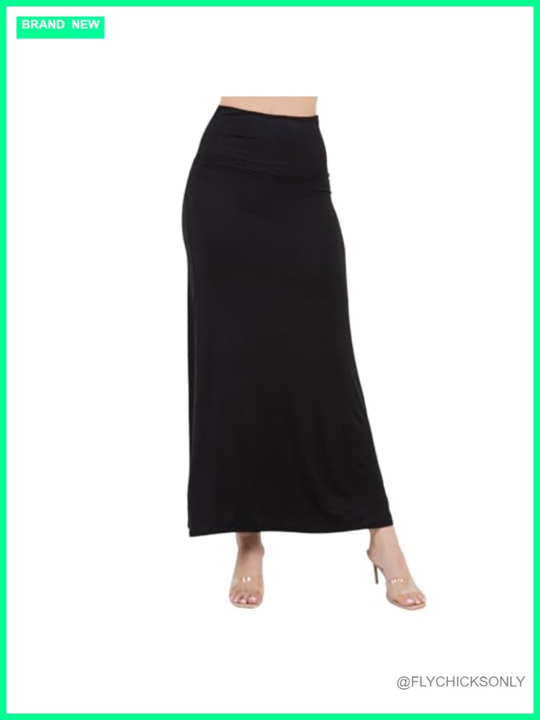 Maxi Skirt - Soft Stretchy Rayon High Waist Flowy Long Skirt